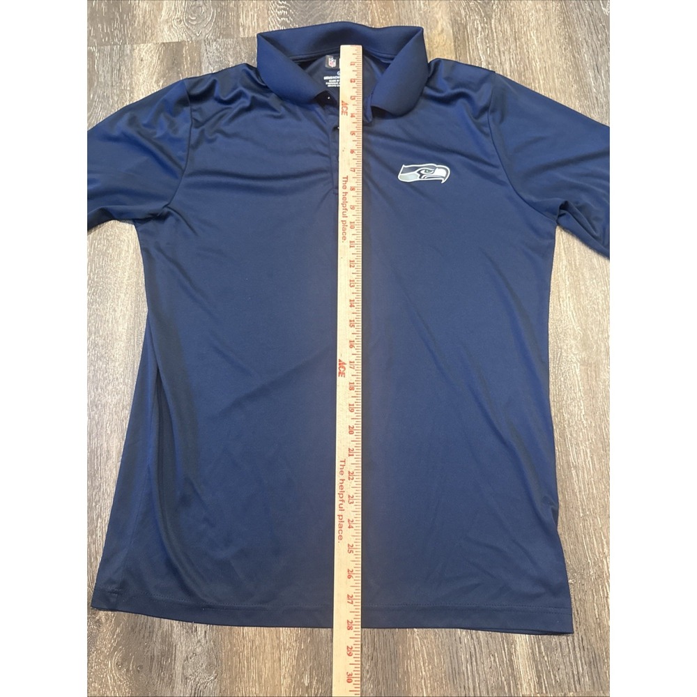 Seattle Seahawks Polo Shirt NFL Team Apparel Blue Short Sleeve Mens Large - Picture 4 of 6